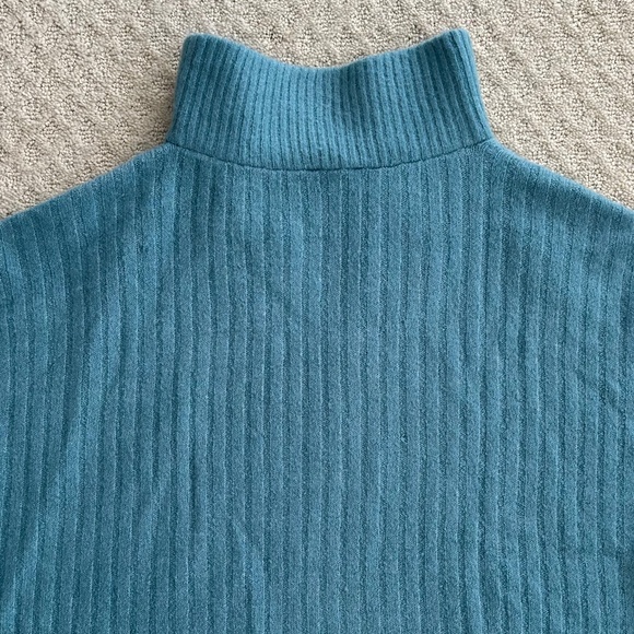 Talbots Cable Knit Half-Zip Sweater Teal XL Cozy Soft Winter Casual Classic - Picture 7 of 10